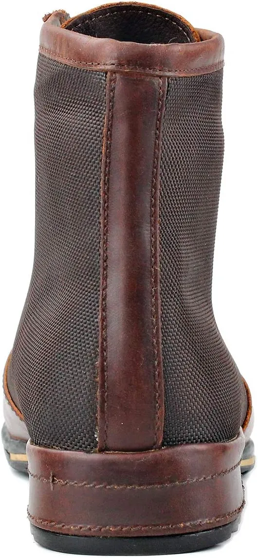 OSSTONE Moto Boots for Men Fashion lace-up Leather Chukka Boots Casual Shoes OS-5008-2-red-brown-R