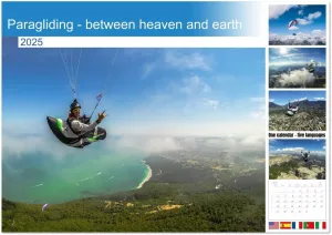 Paragliding - between heaven and earth (Monthly Wall Calendar 2025 11.7" x 16.5" (open)), CALVENDO 14 Month Calendar