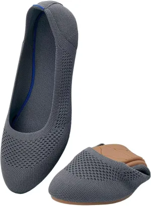 poemlady Women’s Ballet Flat Shoes Dress Shoes Knit Round Toe Slip On Ballerina Walking Flats Shoes for Woman Low Wedge Casual