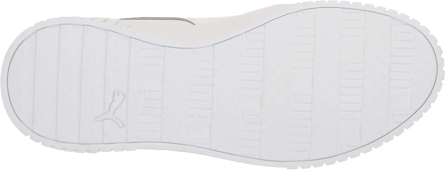 PUMA Unisex-Child Shoes Carina 2.0 Mid Sneaker, White Silver, 5 US Big Kid