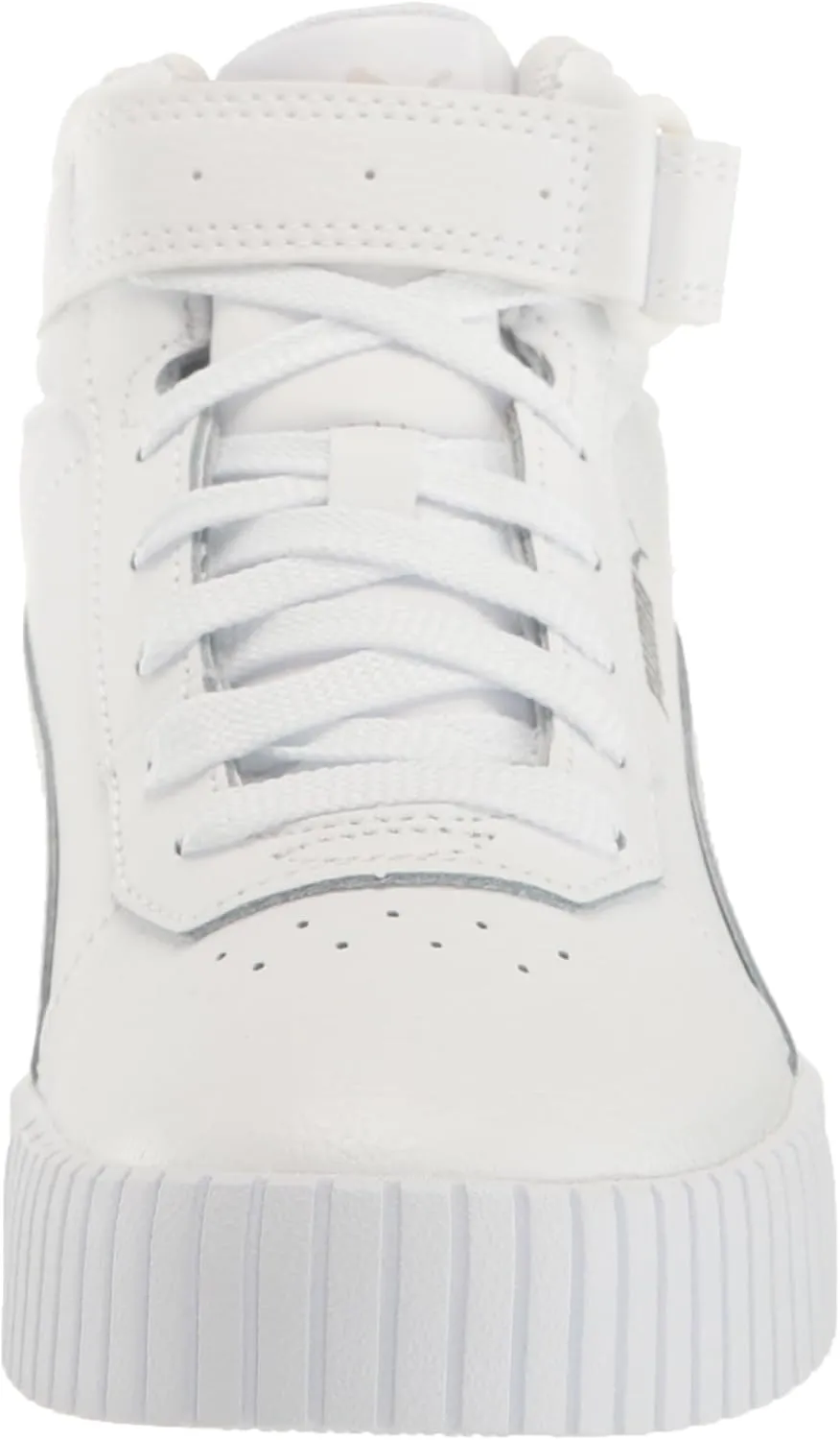 PUMA Unisex-Child Shoes Carina 2.0 Mid Sneaker, White Silver, 5 US Big Kid