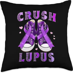 Purple Ribbon Throw Pillow