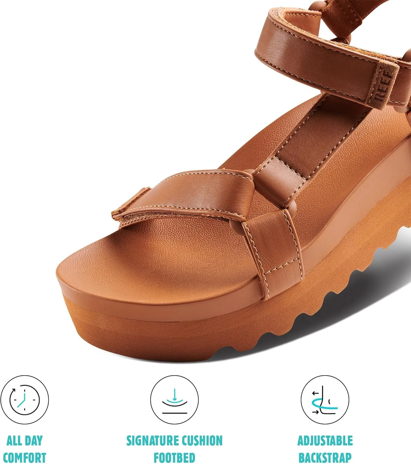 REEF Cushion Rem Hi Women's Platform Sandal, Adjustable Strap, Arch Support and Heel Cupping