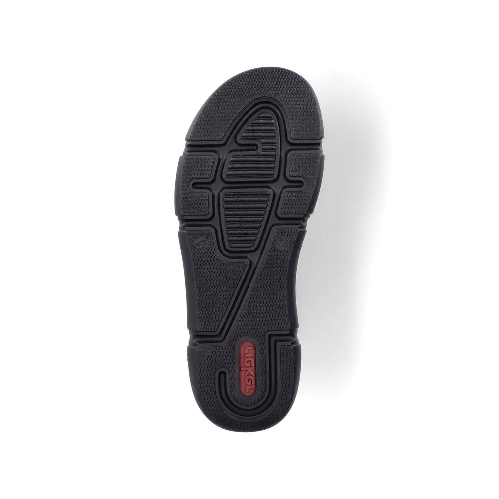 RIEKER - 68983-00 FLAT VELCRO STRAP COMFORT SANDAL - BLACK