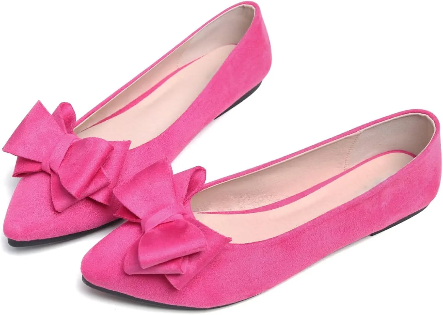 SAILING LU Bow-Knot Ballet Flats for Women Pointed Toe Crystals Wedding Shoes Comfort Light Weight Loafers