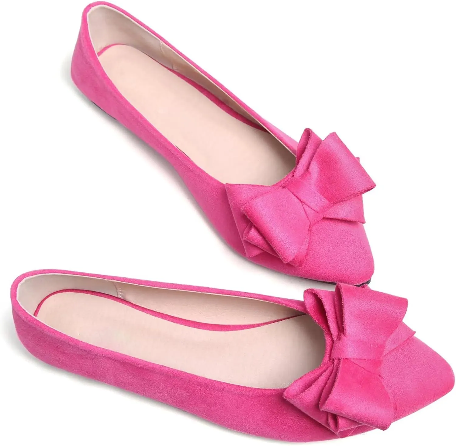 SAILING LU Bow-Knot Ballet Flats for Women Pointed Toe Crystals Wedding Shoes Comfort Light Weight Loafers