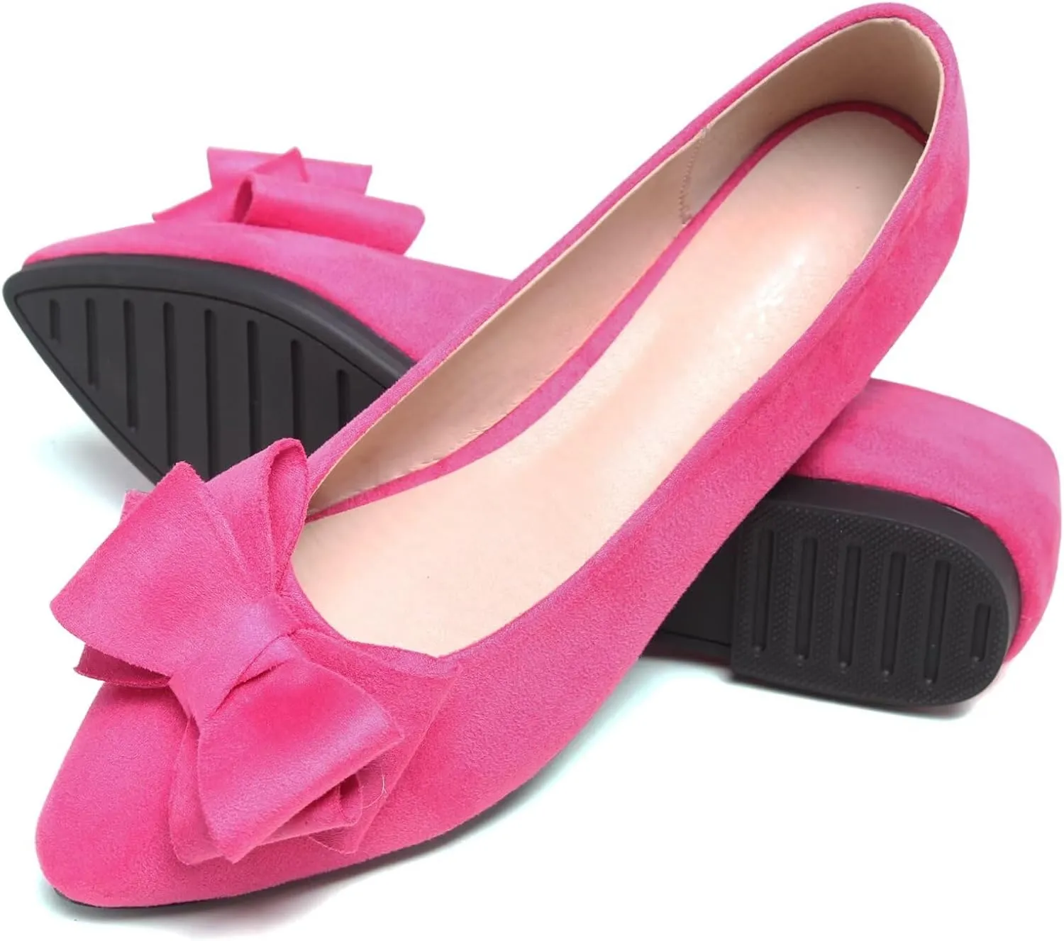 SAILING LU Bow-Knot Ballet Flats for Women Pointed Toe Crystals Wedding Shoes Comfort Light Weight Loafers