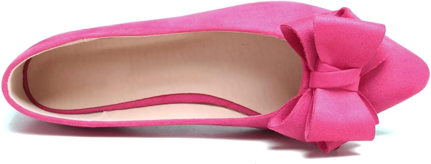 SAILING LU Bow-Knot Ballet Flats for Women Pointed Toe Crystals Wedding Shoes Comfort Light Weight Loafers