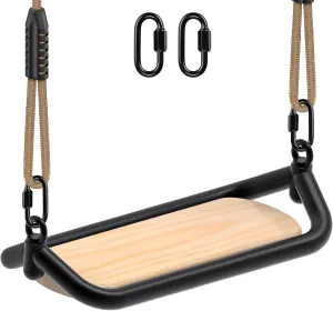 SELEWARE Heavy Duty Wooden Tree Swing for Kids & Adults, 500lbs Capacity, Adjustable Rope, 17"x 7.2" Seat for Indoor & Outdoor Use