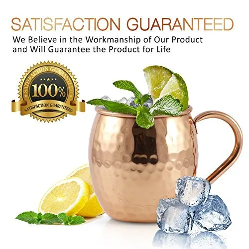 Set of 40 Pure Copper Moscow Mule Mugs by Mule Science with BONUS: Cocktail Copper 40 Straws, 2 Shot glasses and 40 coasters!