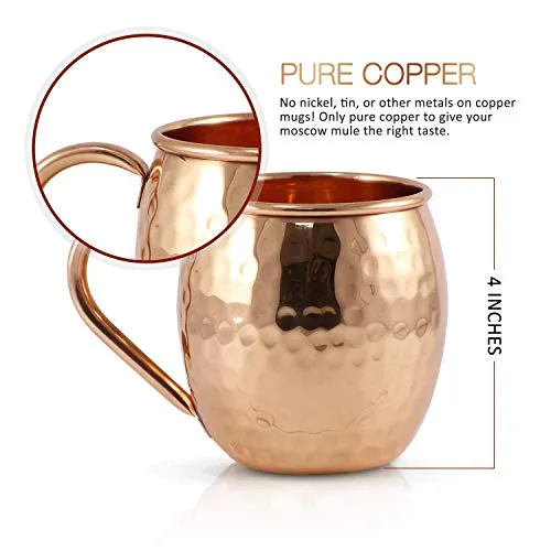 Set of 40 Pure Copper Moscow Mule Mugs by Mule Science with BONUS: Cocktail Copper 40 Straws, 2 Shot glasses and 40 coasters!
