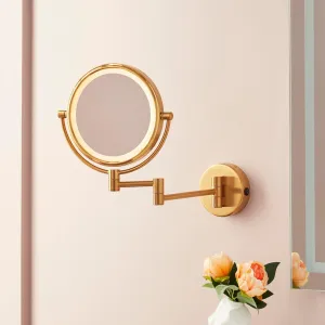Signature Hardware 953369 Harbin 9-5/8" W x 12-5/8" H Modern Circular Framed Bathroom Wall Mirror with Light - Brushed Gold