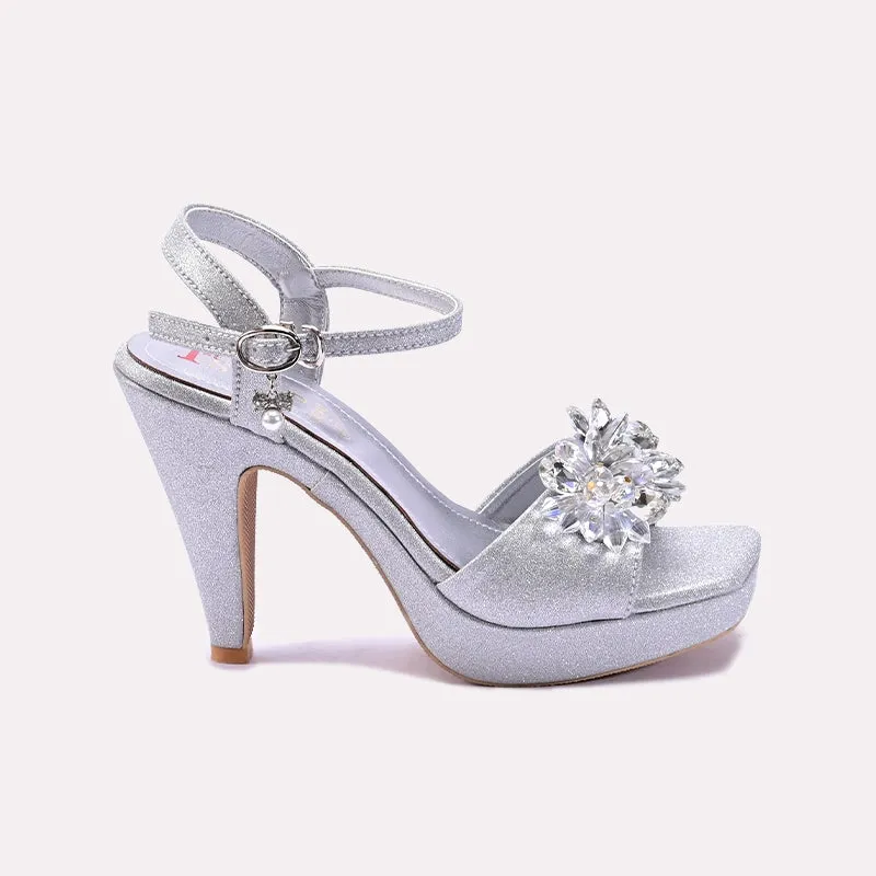 Silver Pointed Heel Bridal Sandals 0421440