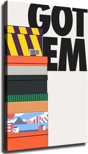 Sneaker Box Poster, Urban Wall Art, Graffiti Wall Art Posters and Wall Art Picture Decor Canvas Prints Framed and Unframed (Framed,08×12inch)