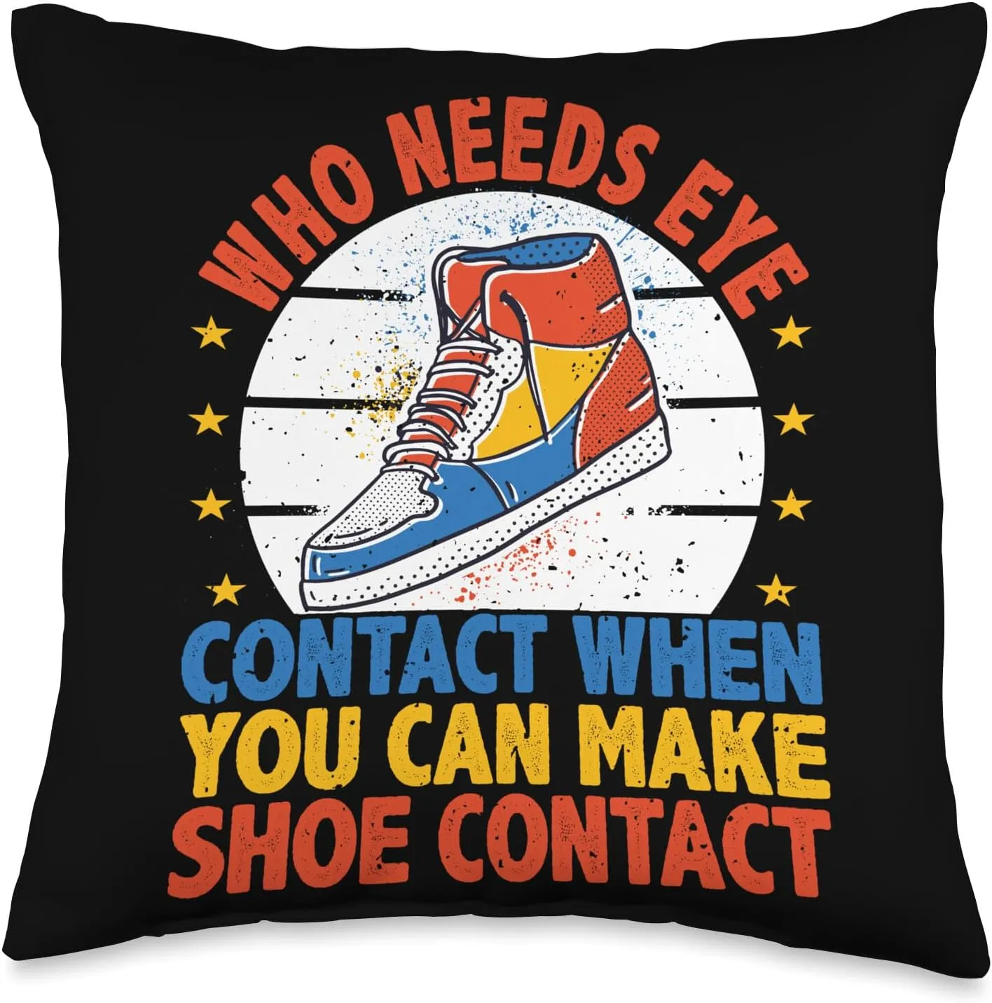 Sneaker Collector, Eye & Shoe Contact, Shoe Collecting Throw Pillow, 16x16, Multicolor