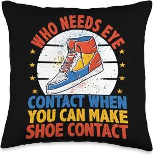 Sneaker Collector, Eye & Shoe Contact, Shoe Collecting Throw Pillow, 16x16, Multicolor