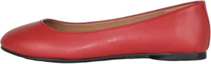 Soda Kreme Comfortable Basic Shoes Women Ballet Flat Round Toe Gel Insole Red PU 9