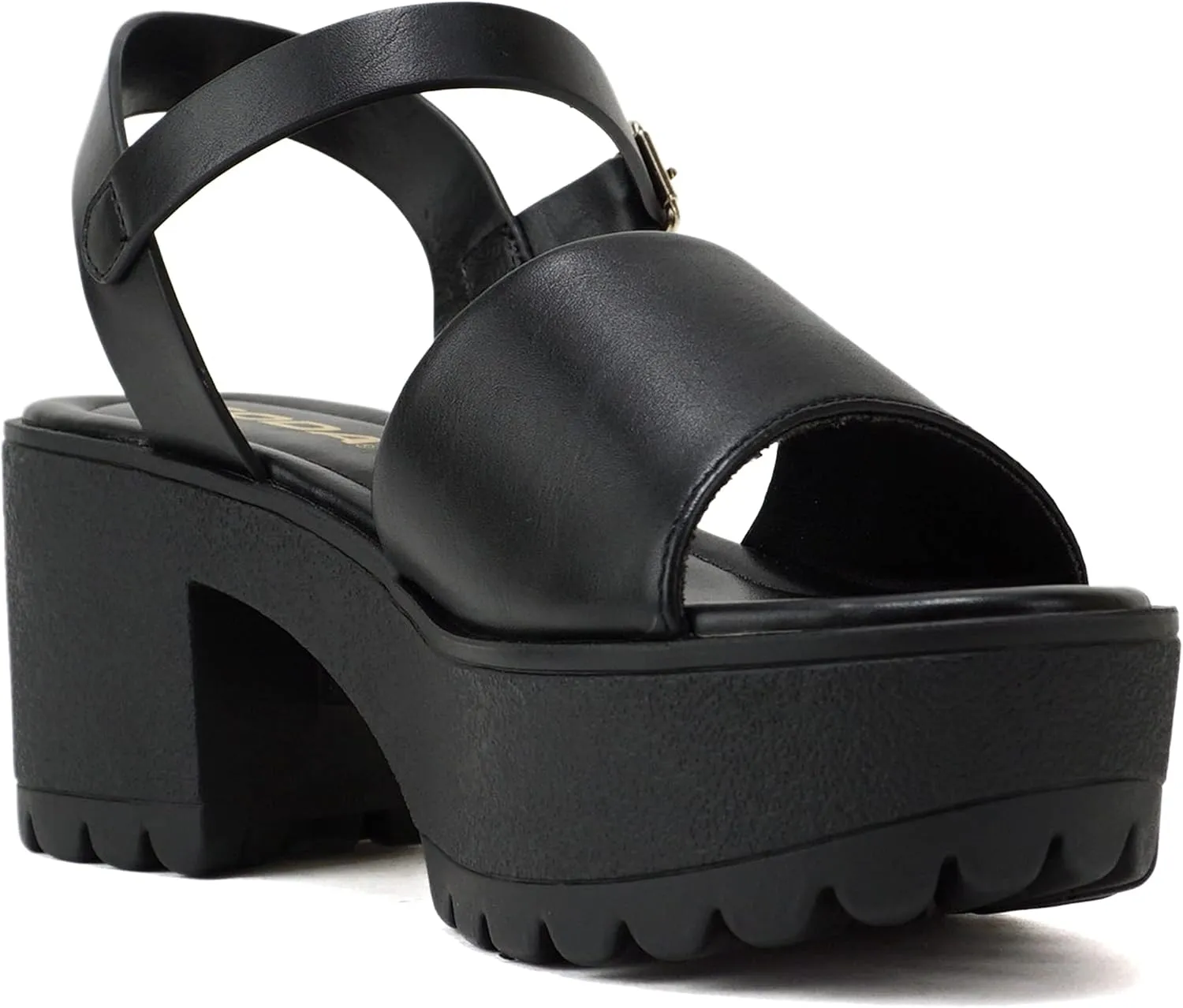 Soda “Stacie” ~ Women Open Toe Lug Sole Mid Block Heeled Sandals with Adjustable Ankle Strap