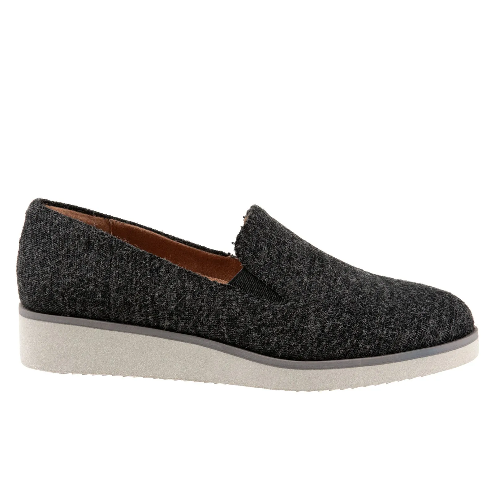 Softwalk Whistle S1810-058 Womens Gray Wide Canvas Loafer Flats Shoes