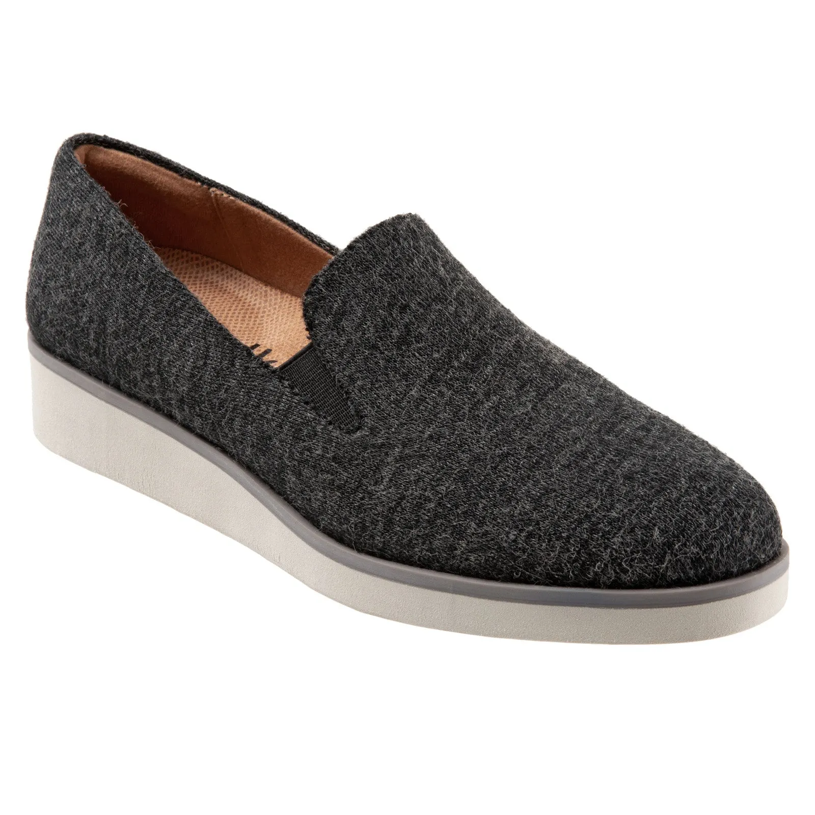 Softwalk Whistle S1810-058 Womens Gray Wide Canvas Loafer Flats Shoes