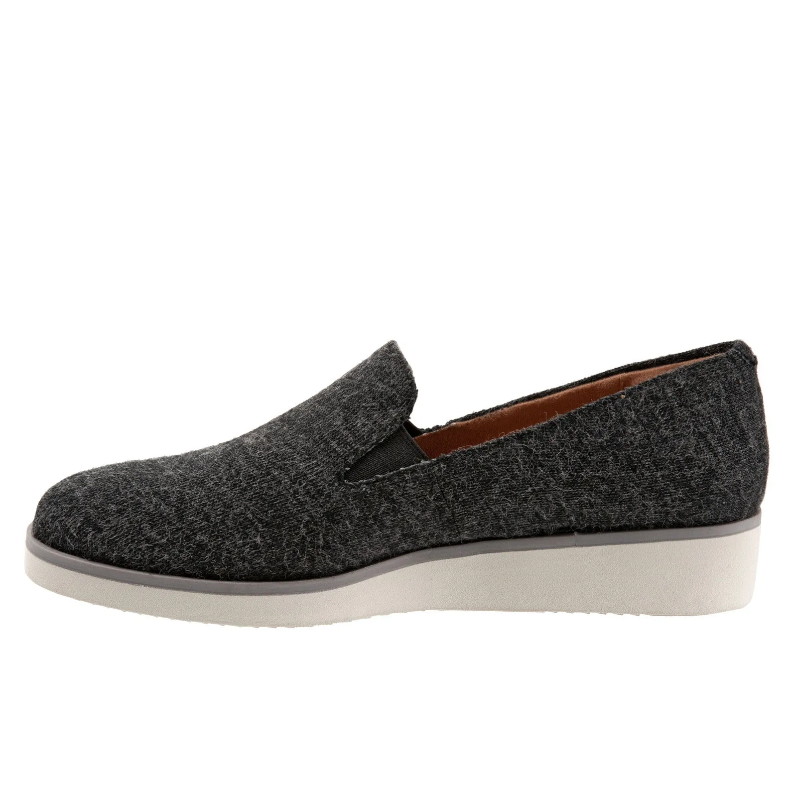 Softwalk Whistle S1810-058 Womens Gray Wide Canvas Loafer Flats Shoes