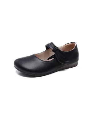 Spring Round Toe Soft Leather Retro Flat Shoes