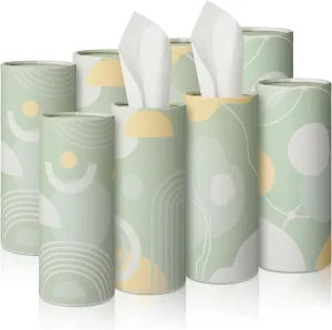 Tatuo 8 Pack Boho Car Tissues Cylinder Tissue Holder for Car with Facial Tissues Round Tissues Box Round Napkin Holders Cylinder Tissues for Car Home Bathroom Office (Greenery)