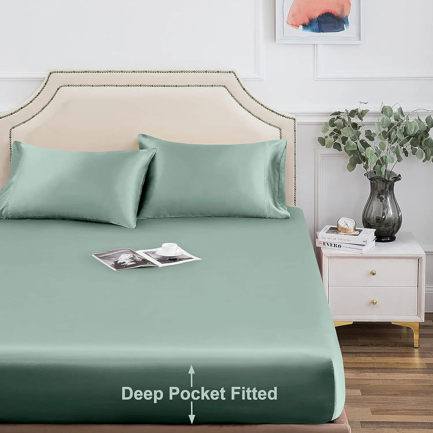 Tencel 1 Flat Sheet Only, Tencel Lyocell Silk Sheets, Premium Hotel Quality Bed Sheet for King Size Bed, King Size Sheets, Cooling Sheets for Hot Sleepers, Bed Sheets: Aqua
