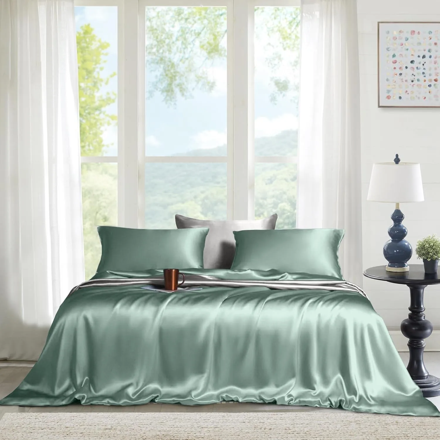 Tencel 1 Flat Sheet Only, Tencel Lyocell Silk Sheets, Premium Hotel Quality Bed Sheet for King Size Bed, King Size Sheets, Cooling Sheets for Hot Sleepers, Bed Sheets: Aqua