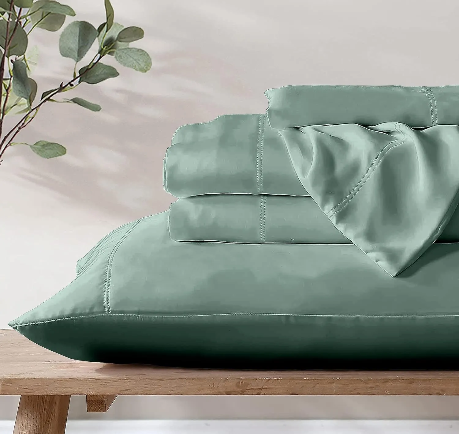 Tencel 1 Flat Sheet Only, Tencel Lyocell Silk Sheets, Premium Hotel Quality Bed Sheet for King Size Bed, King Size Sheets, Cooling Sheets for Hot Sleepers, Bed Sheets: Aqua