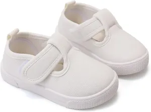 Toddler Girls T-Strap Canvas Sneakers for Little Kids Classical Comfortable Mary Jane Canvas Flats, Non-Slip Casual Canvas Sneaker for Girls