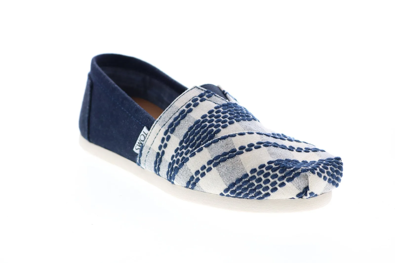 Toms Classic 10007569 Womens Blue Canvas Slip On Loafer Flats Shoes