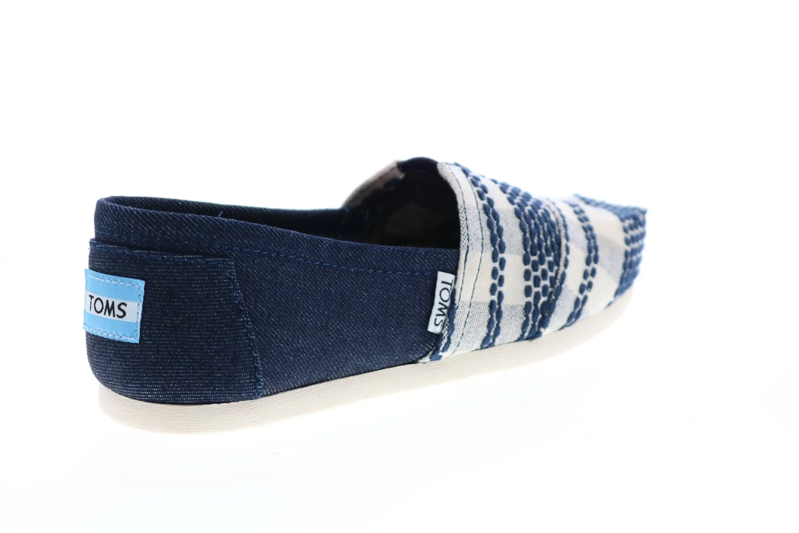 Toms Classic 10007569 Womens Blue Canvas Slip On Loafer Flats Shoes