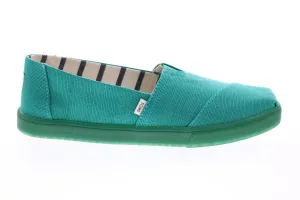 Toms Classic 10014390 Womens Green Canvas Slip On Loafer Flats Shoes