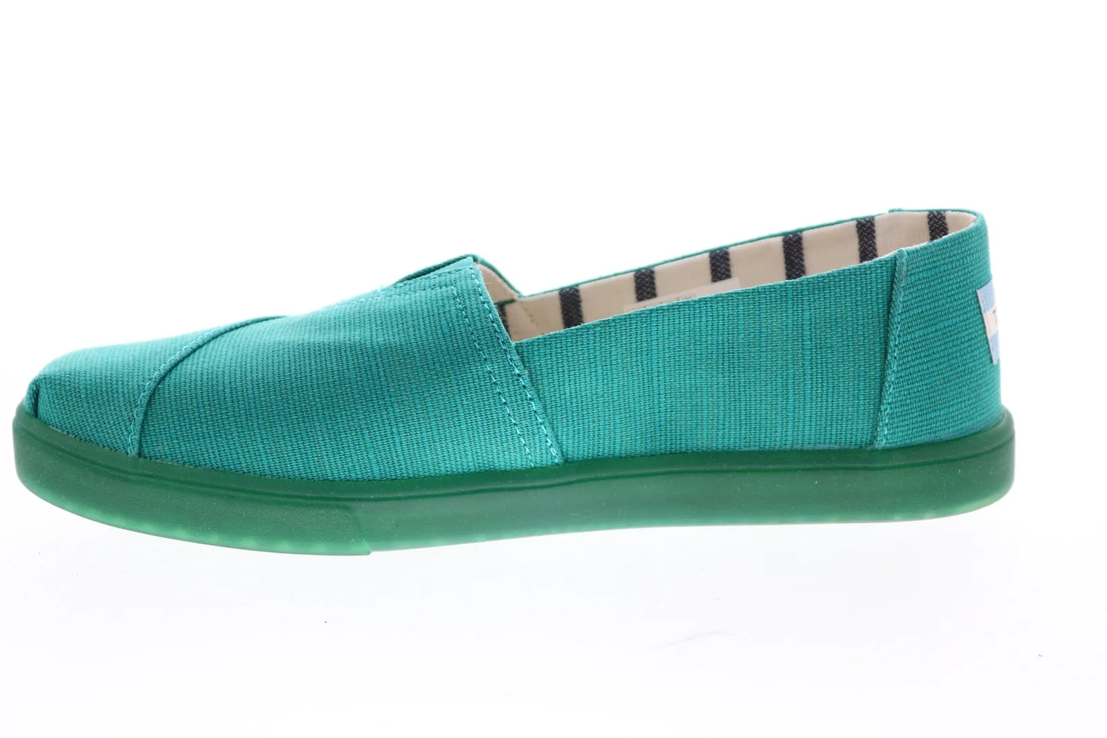 Toms Classic 10014390 Womens Green Canvas Slip On Loafer Flats Shoes