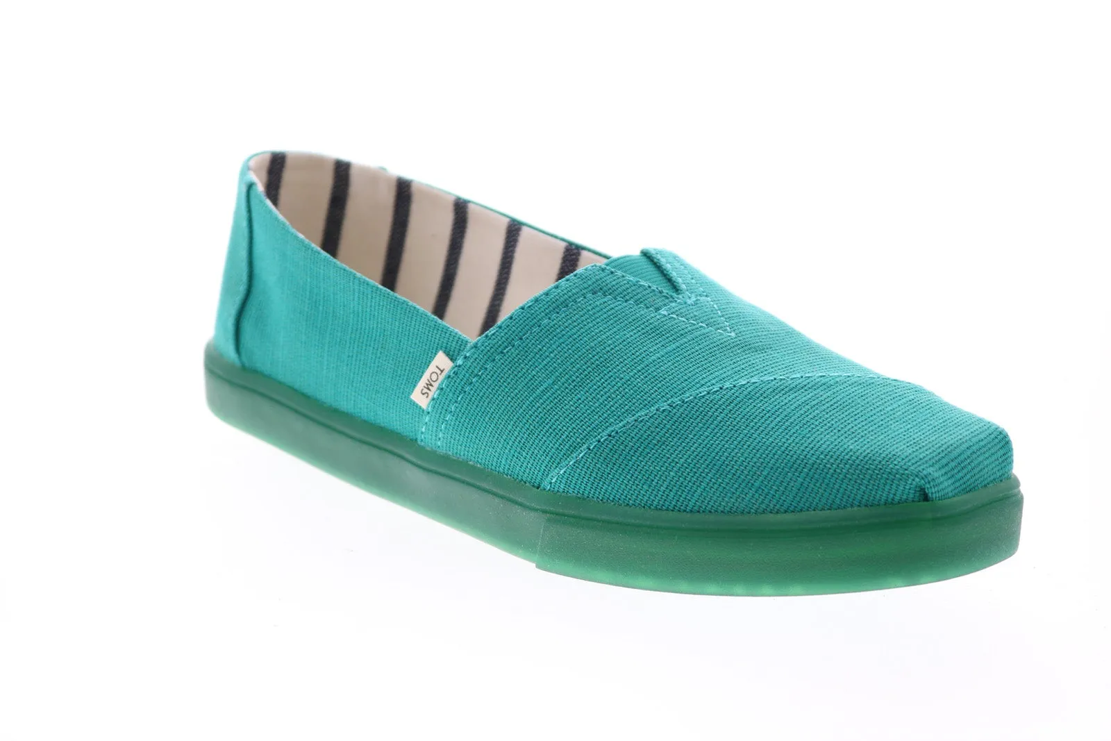 Toms Classic 10014390 Womens Green Canvas Slip On Loafer Flats Shoes