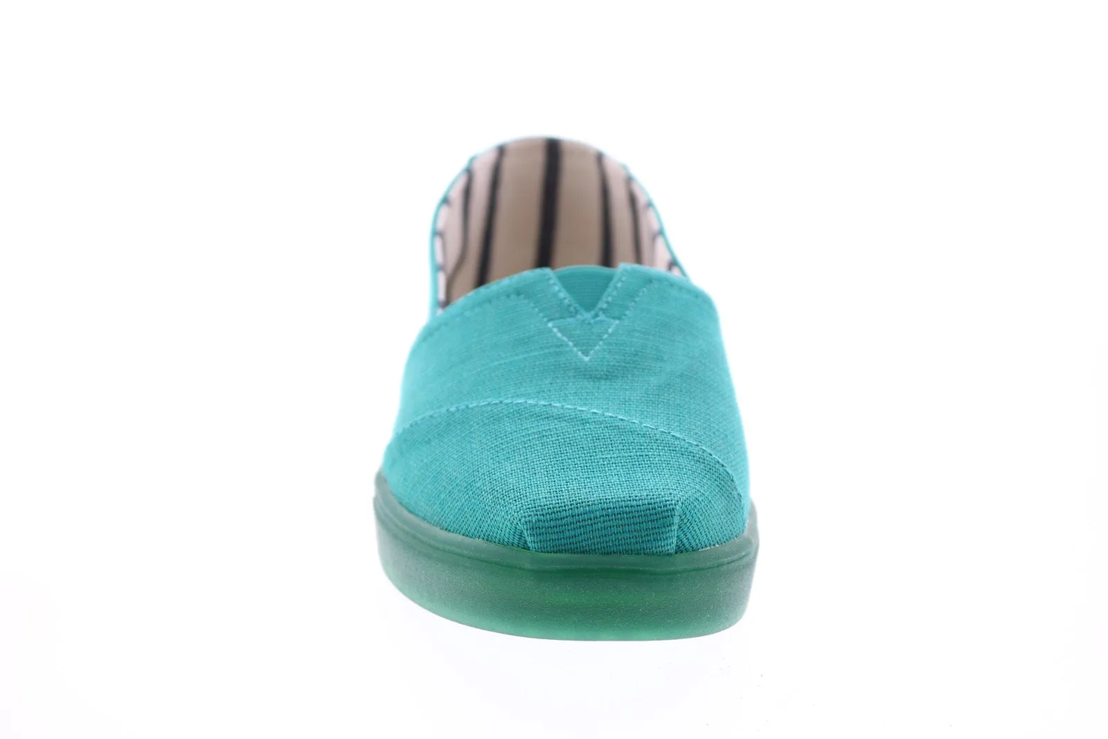 Toms Classic 10014390 Womens Green Canvas Slip On Loafer Flats Shoes