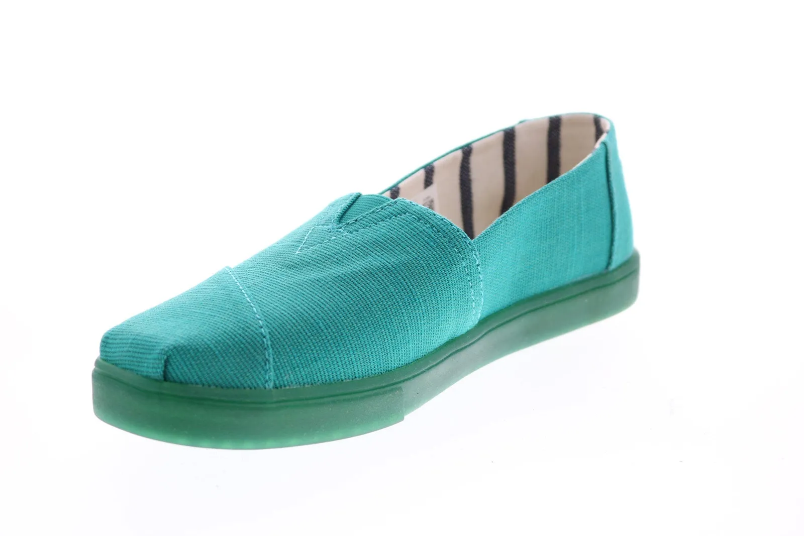 Toms Classic 10014390 Womens Green Canvas Slip On Loafer Flats Shoes