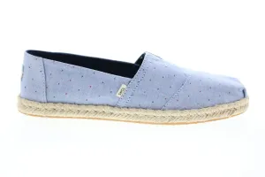 Toms Classic 10015054 Womens Blue Canvas Slip On Loafer Flats Shoes