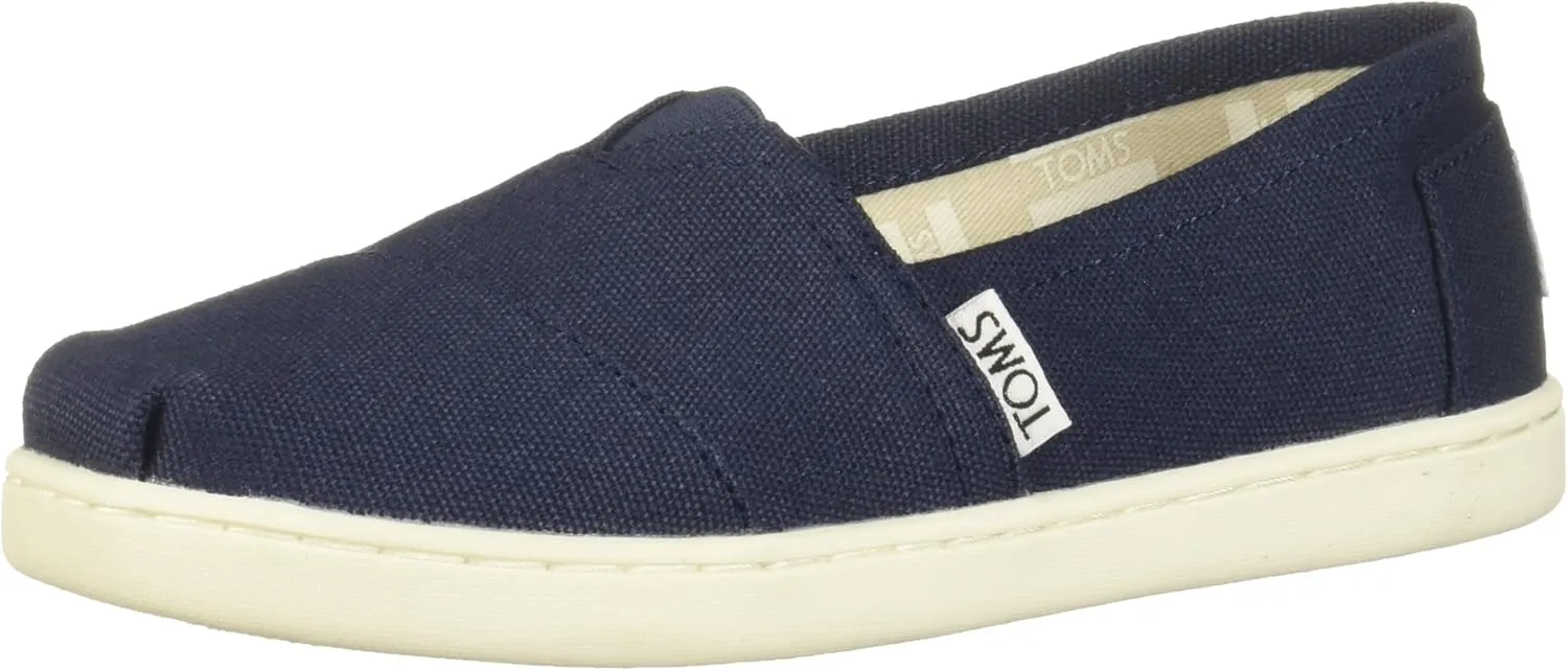 TOMS unisex child Classic Alpargata Sneaker, Navy Canvas, 1.5 Big Kid US