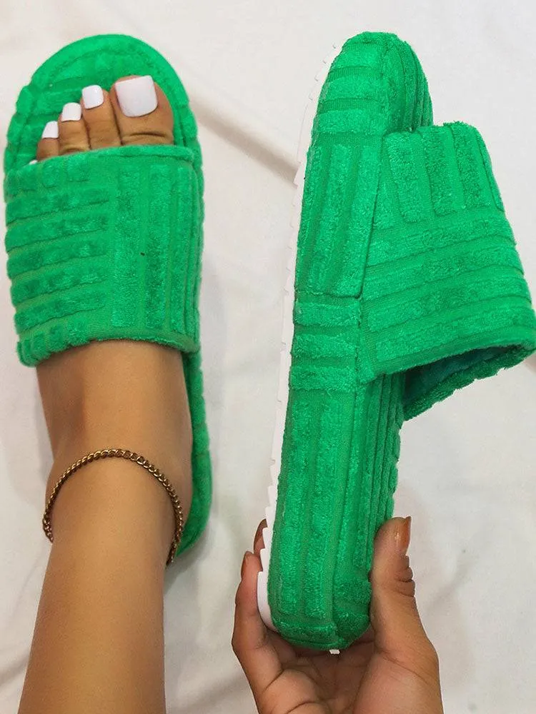 Toweling Round Toe Flat Slider
