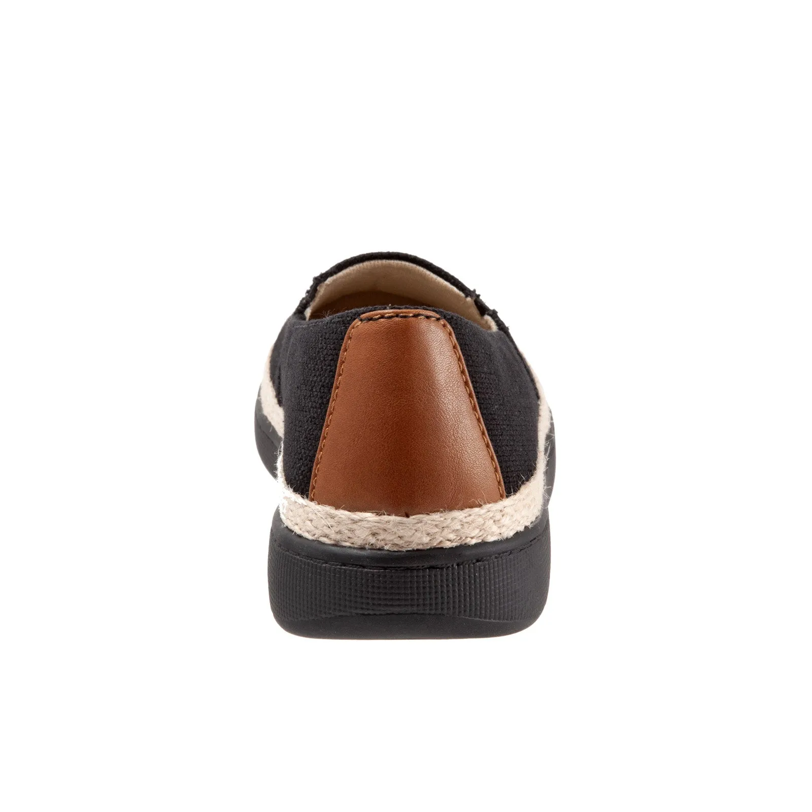 Trotters Accent T1803-001 Womens Black Wide Canvas Loafer Flats Shoes