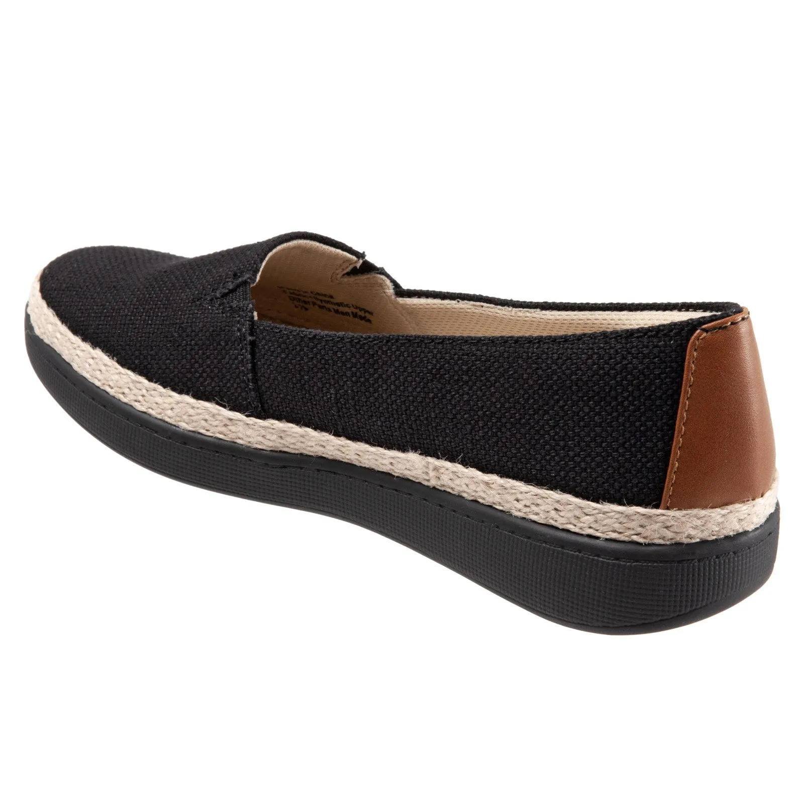 Trotters Accent T1803-001 Womens Black Wide Canvas Loafer Flats Shoes