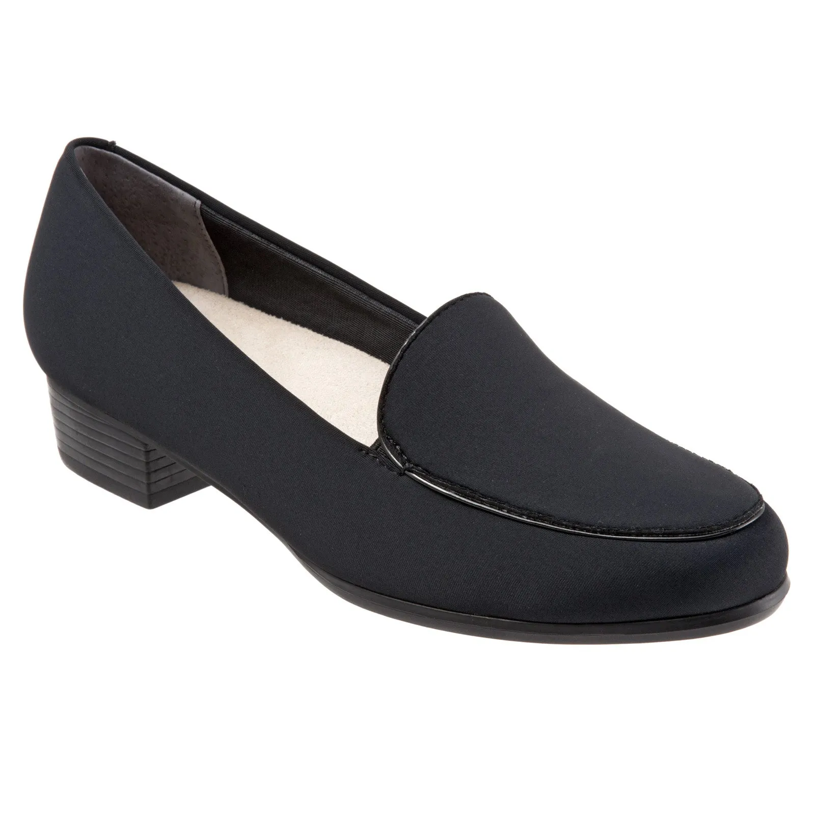 Trotters Monarch T1713-101 Womens Black Narrow Canvas Loafer Flats Shoes