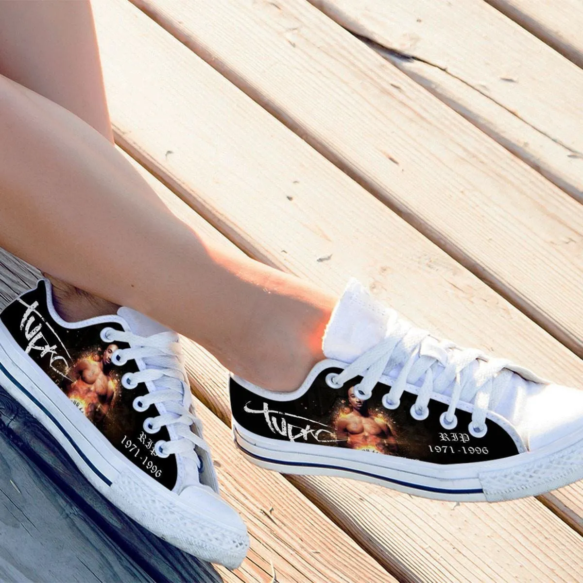 tupac shakur ladies low cut sneakers