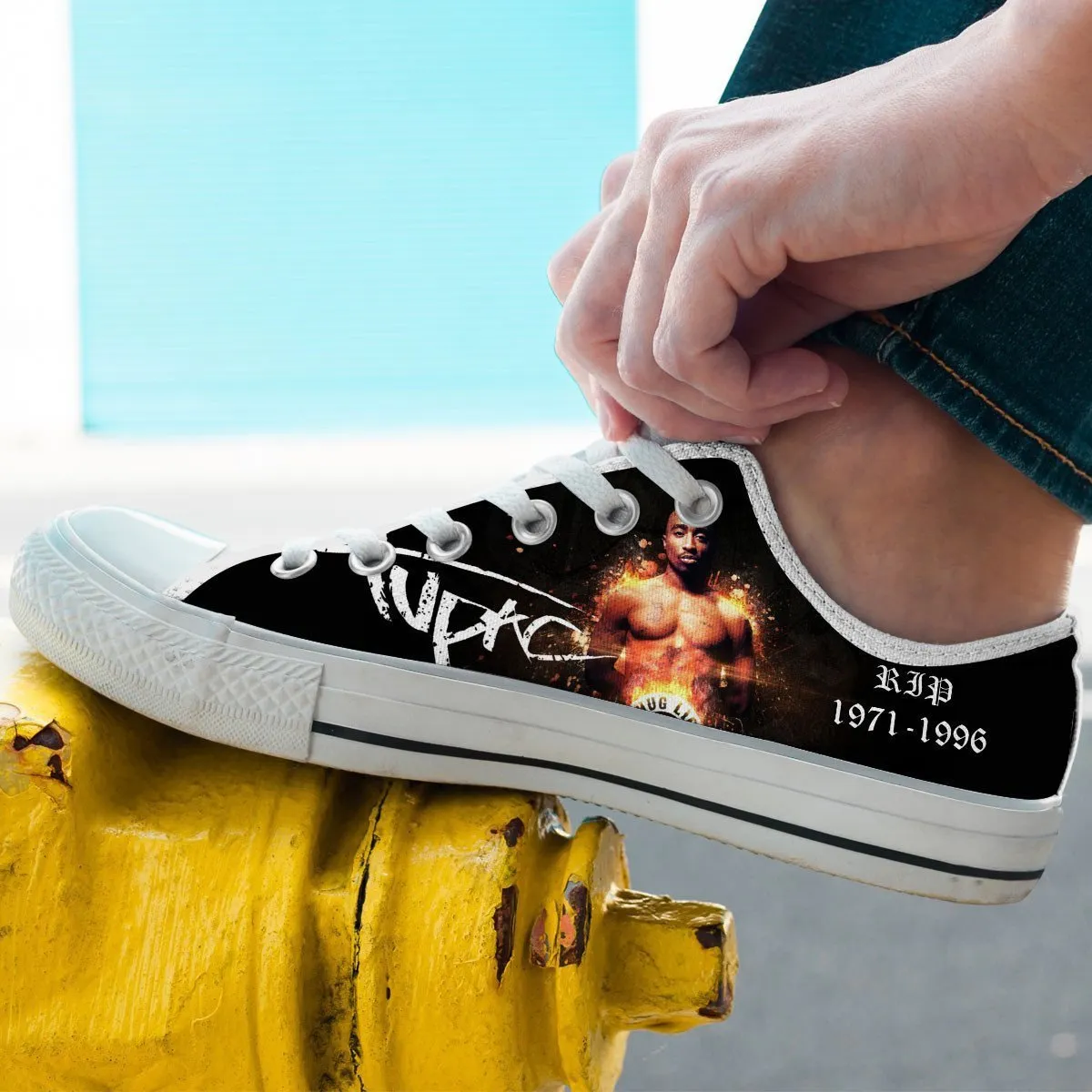tupac shakur mens low cut sneakers cut
