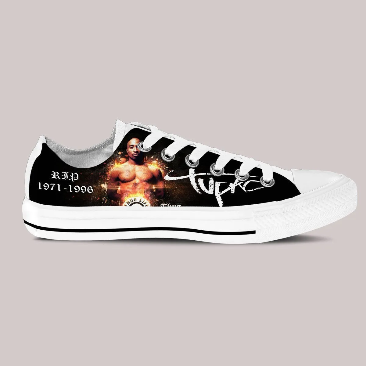 tupac shakur mens low cut sneakers cut