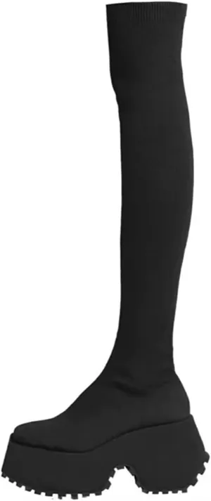 UOQAPRE Women's Over The Knee Thigh Low Chunky Heel Boots,Round-Toe Side Zip Long Boots Platform Chunky Heel Bootie for Women