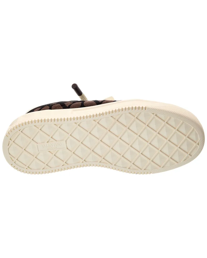 Valentino One Stud XL Toile Iconographe Canvas & Leather Sneaker