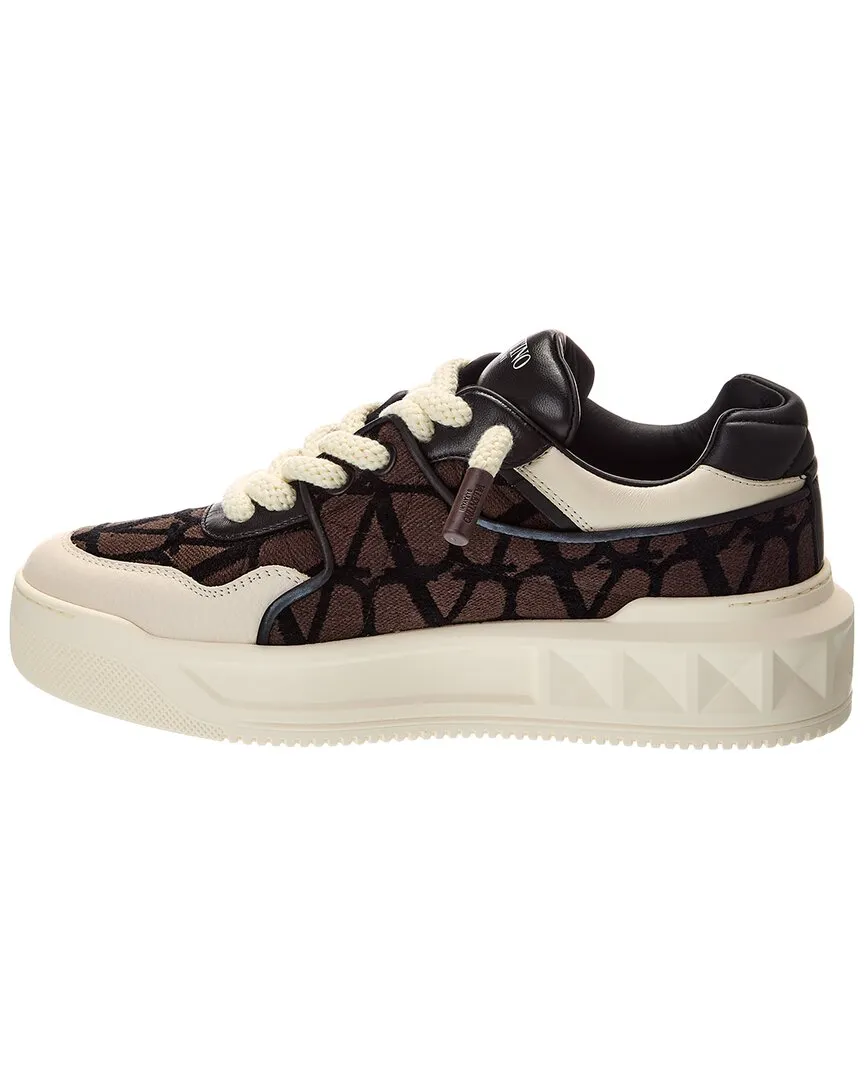 Valentino One Stud XL Toile Iconographe Canvas & Leather Sneaker